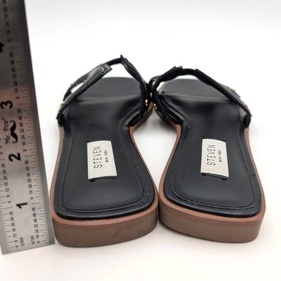 Steven New York Harlien Slide Sandal Open Toe Women's Black Size US6M EU36.5 - Picture 4 of 11